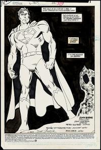 Superman #22 Title splash art by John Byrne