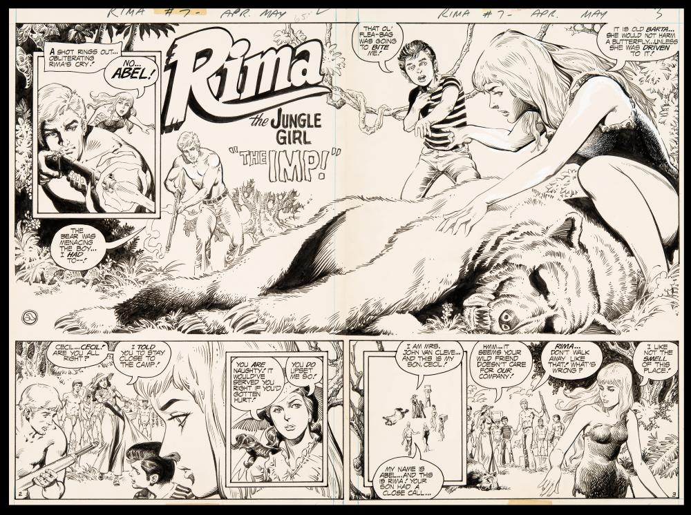 Image: Rima #7 Double Page Spread Art by Joe Kubert and Abe Ocampo